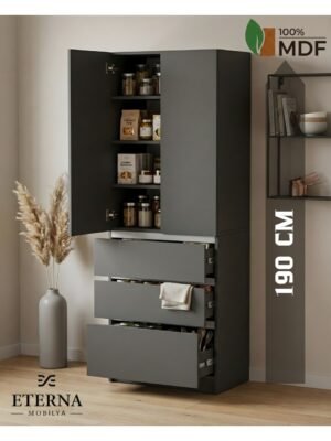 Çekmeceli Çok Amaçlı Dolap | Mutfak Dolabı | Kiler Dolabı | Erzak Dolabı Antrasit