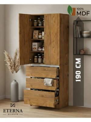 Çekmeceli Çok Amaçlı Dolap | Mutfak Dolabı | Kiler Dolabı | Erzak Dolabı Atlantik Çam