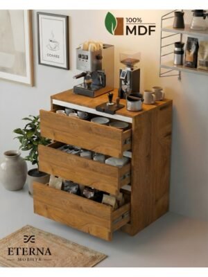 Çekmeceli Kahve Köşesi | Çekmeceli Çok Amaçlı Dolap | Çekmeceli Muftak Dolabı Çam