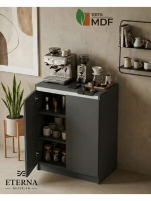 Kapaklı, Raflı Kahve Köşesi | Kapaklı, Raflı Çok Amaçlı Dolap |kapaklı, Raflı Muftak Dolabı Antrasit
