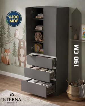 Çekmeceli Bebek ve Genç Odası Dolabı, Raflı, Çekmeceli Gardırop | GR00101