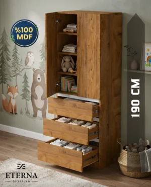 Çekmeceli Bebek ve Genç Odası Dolabı, Raflı, Çekmeceli Gardırop | GR00103